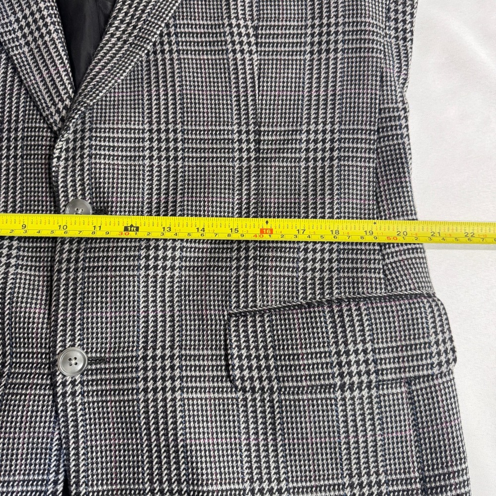 Burberrys Blazer Men 44L Grey Glen Plaid Sport Coat Vintage Dark Academia Luxury - Picture 9 of 16